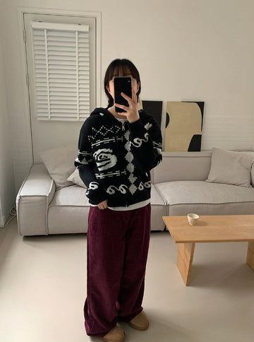 Vominde corduroy color wide pants